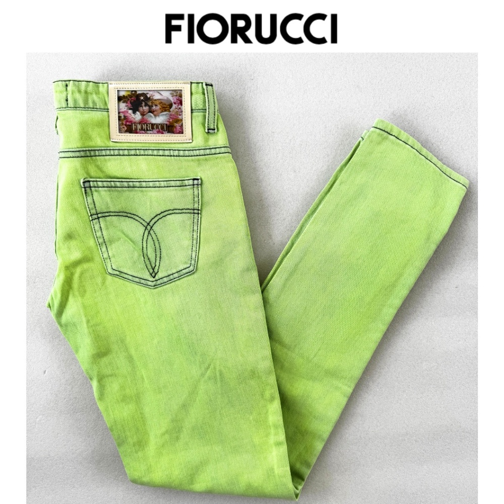 Fiorucci Low Rise Lime Neon Skinny Jeans